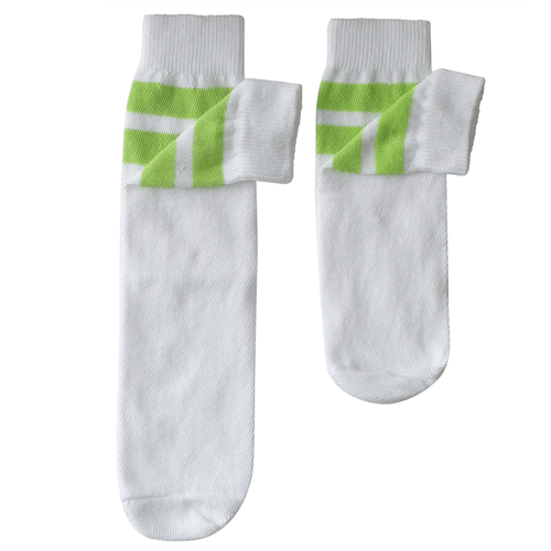 kids white/neon green tube socks