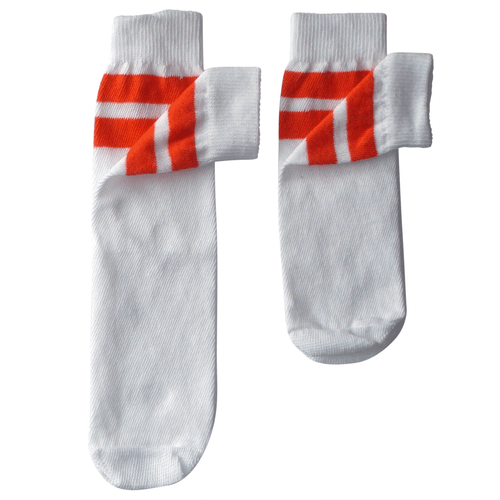 kids white/orange tube socks