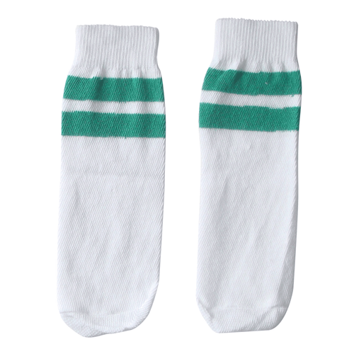 white and green kids striped socks