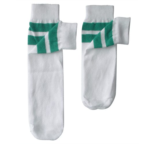 kids white/green tube socks