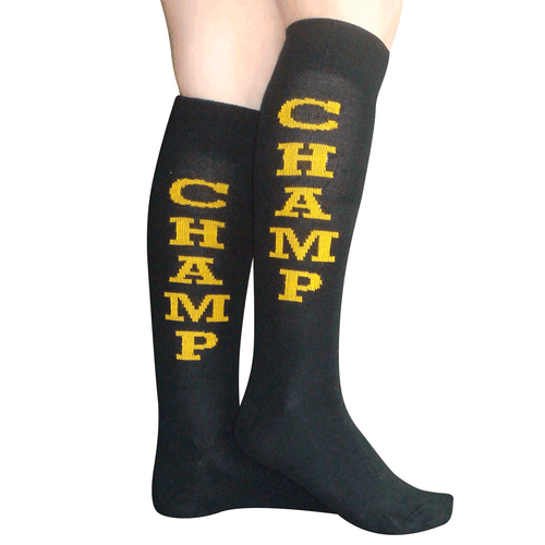 black/gold champ socks