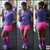 working out in pink/purple socks