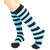 black and light blue striped socks