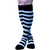 black and light blue striped socks