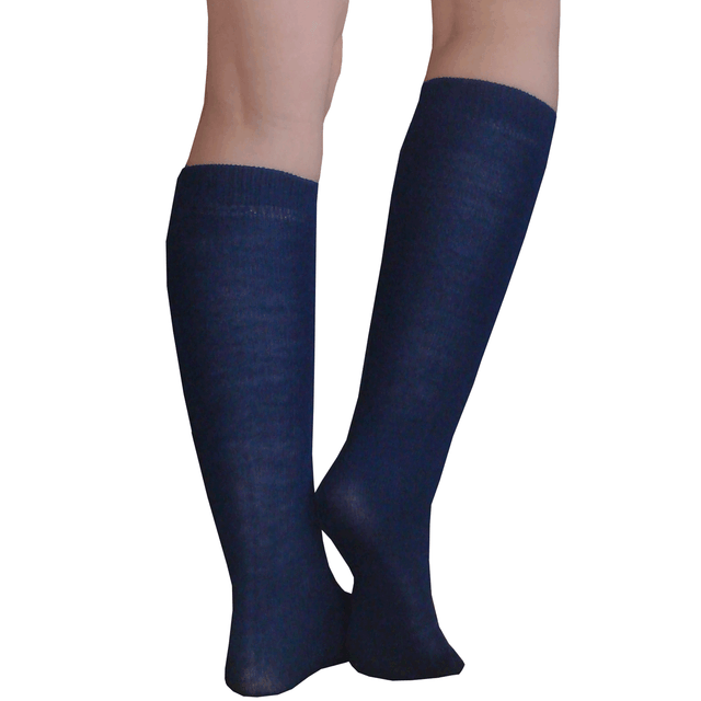 Thin Solid Royal Blue Knee Highs