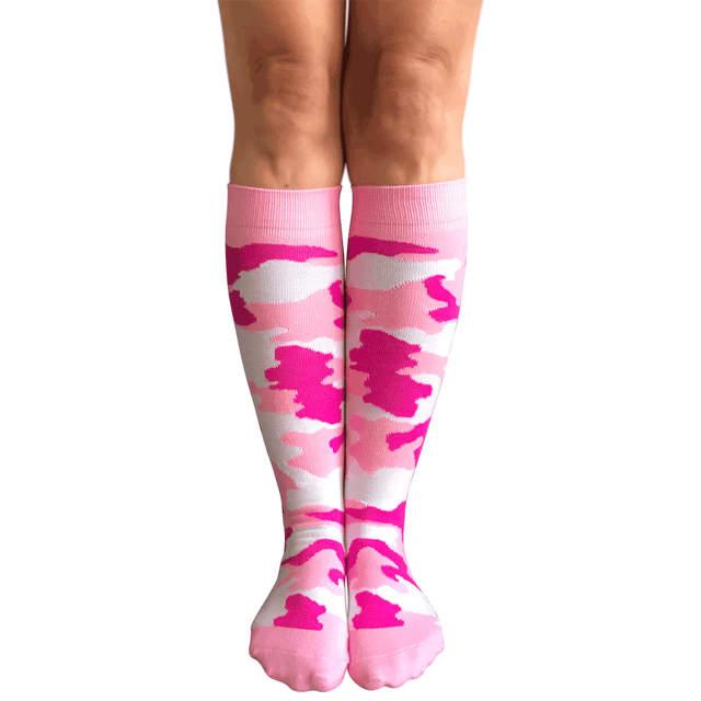 Pink Army Camouflage Knee Socks