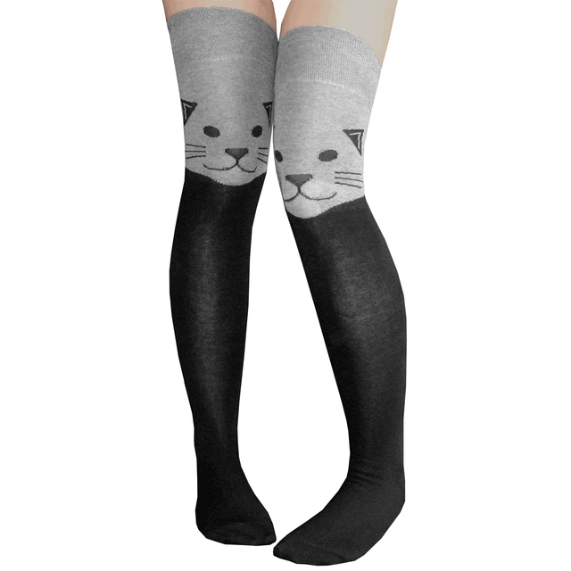 Gray Thigh High Socks