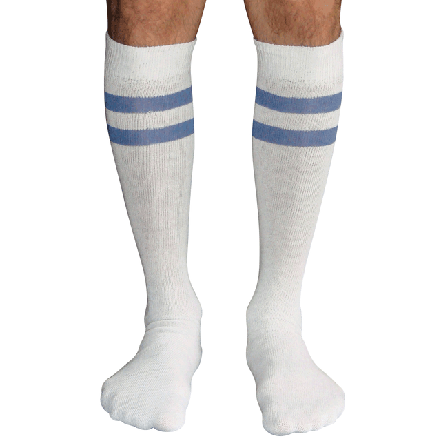 Mens White/Royal Blue Tube Socks