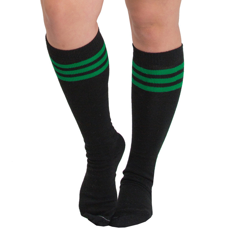 Black and Green Striped Tube Socks