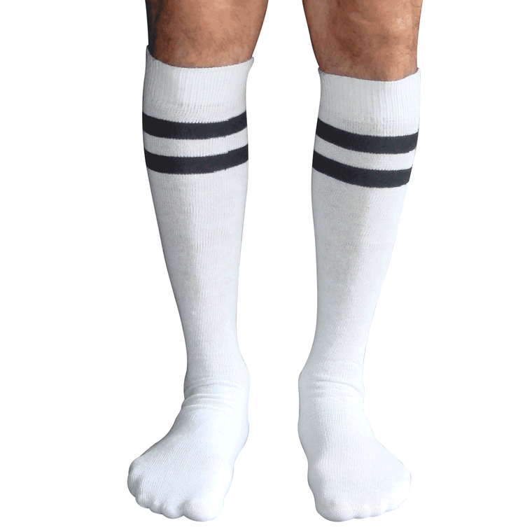 mens classic white/black striped tube socks