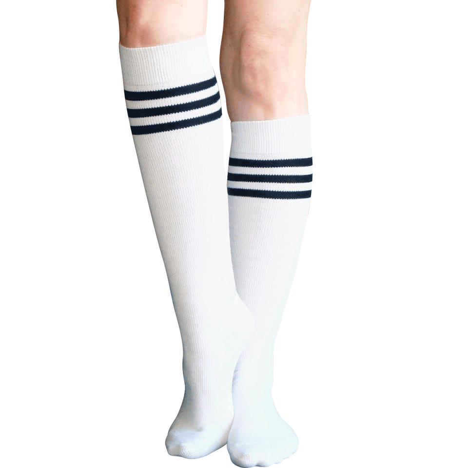 White/Black Tube Knee Socks