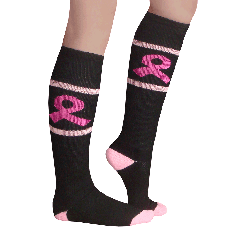 Black Breast Cancer Socks Made in the USA