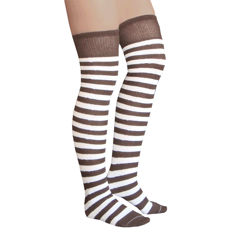 Brown & White Striped Socks