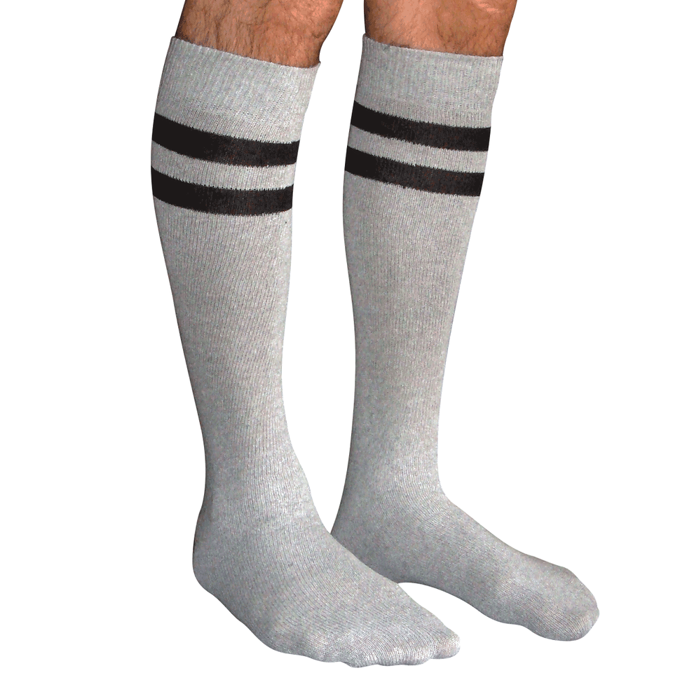 Mens White/Gray Tube Socks