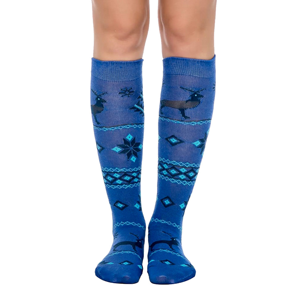 Blue Knee High Socks Made in USA