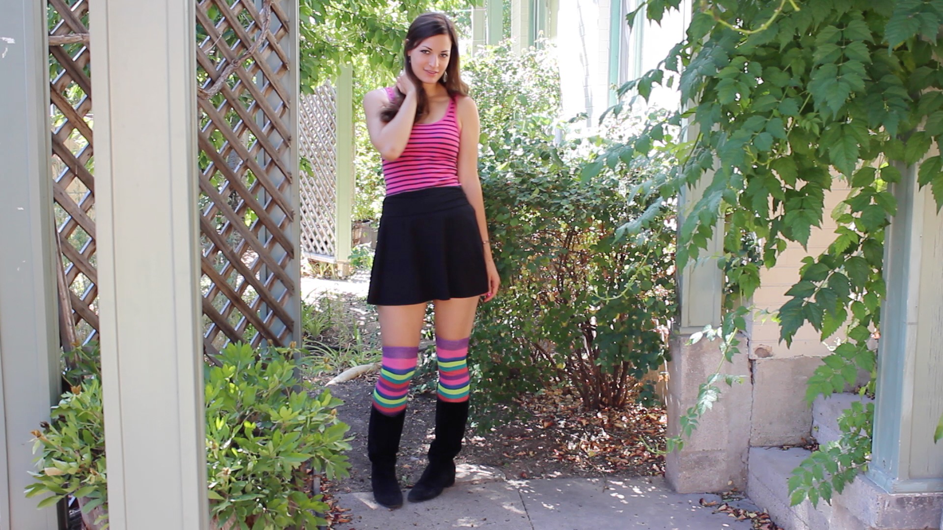 Wild Berry Striped Thigh Highs