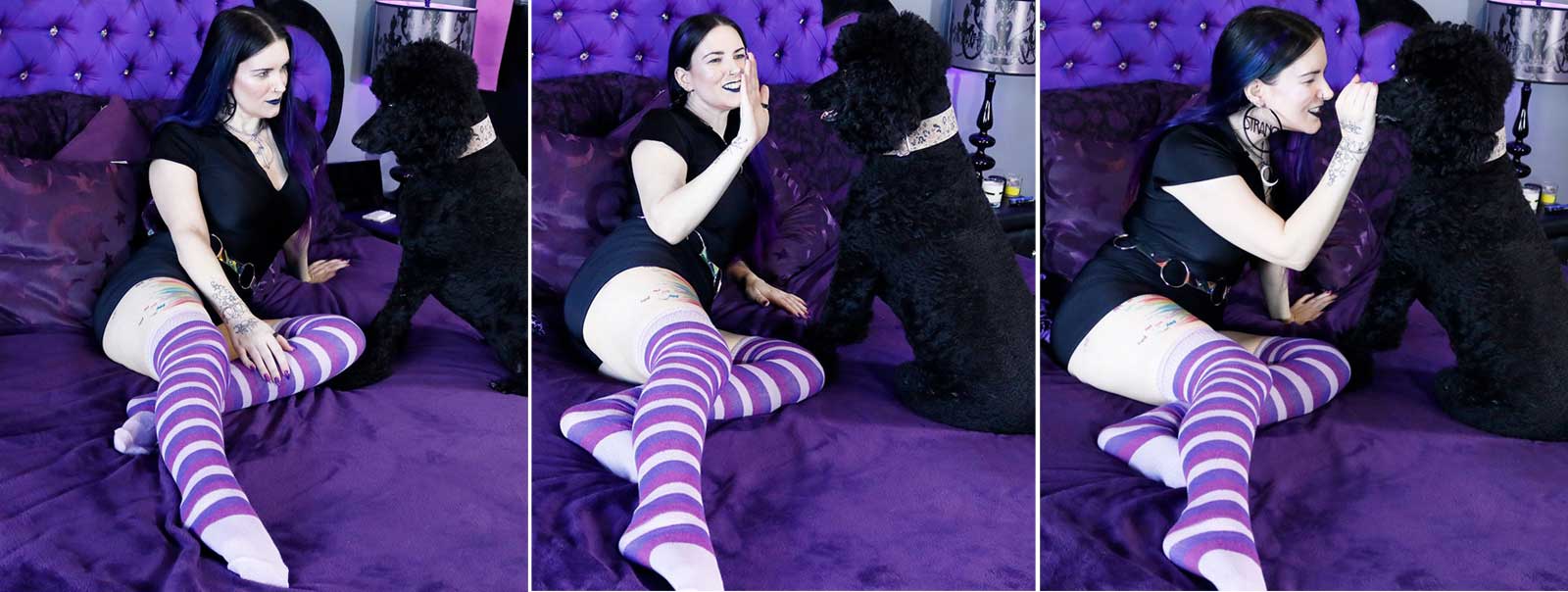 Purple Striped Thigh Highs