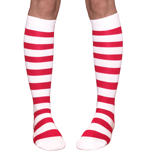 Striped White/Red Knee High Socks