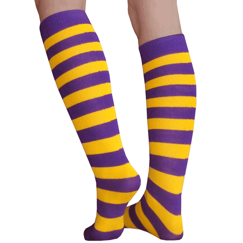 Women's Vintage Stripe Socks - Purple, Yellow, & White