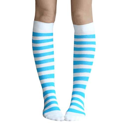 White/Electric Blue Striped Socks