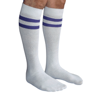 mens white and purple striped socks