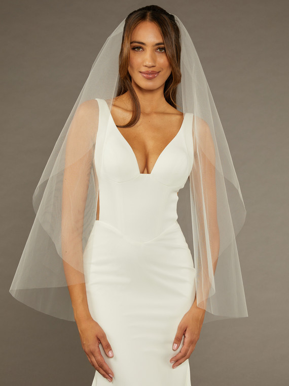 Single Fingertip Waterfall Bridal Veil | V03SF-WF