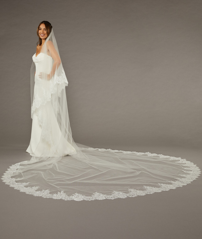 Wide Royal Cathedral Mantilla Bridal Veil | V2496WRC-M