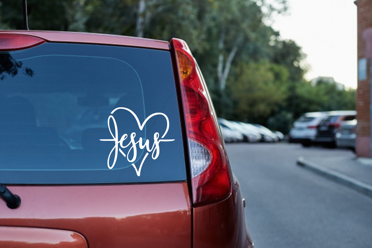 5inx3.5in Oval I Love Jesus Sticker Vinyl Christian Car Decal Cup