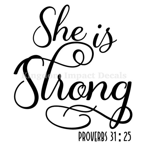 She Is Strong Christian Iron On Vinyl Decal Transfers for T-shirts/Sweatshirts