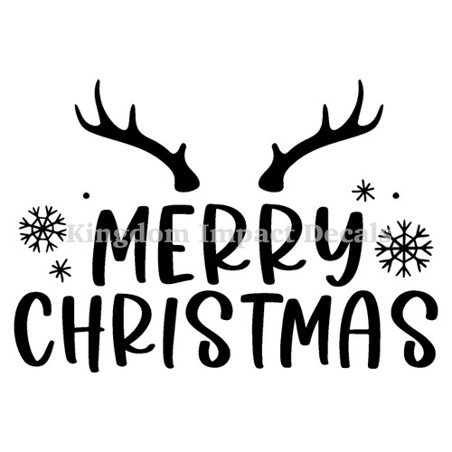 Merry Christmas Deer Antlers Iron On Vinyl Decal Transfers for T-shirts/Sweatshirts