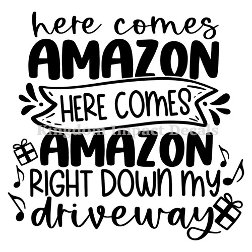 Here Comes Amazon Christmas Iron On Vinyl Decal Transfers for T-shirts/Sweatshirts