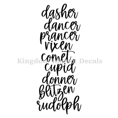 Dasher Dancer Iron On Vinyl Decal Transfers for T-shirts/Sweatshirts