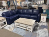 Creighton Sapphire Blue Leather Sectional