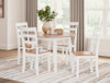 D398 Round Natural/White Dining with Drop Leaf
