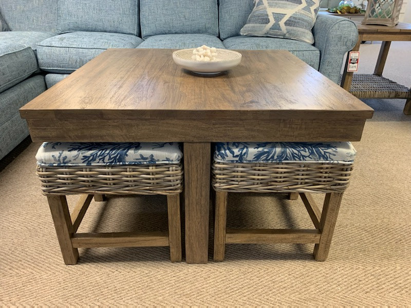 HTC752 Hassock Table w/ Upholstered Ottomans - Manteo Furniture