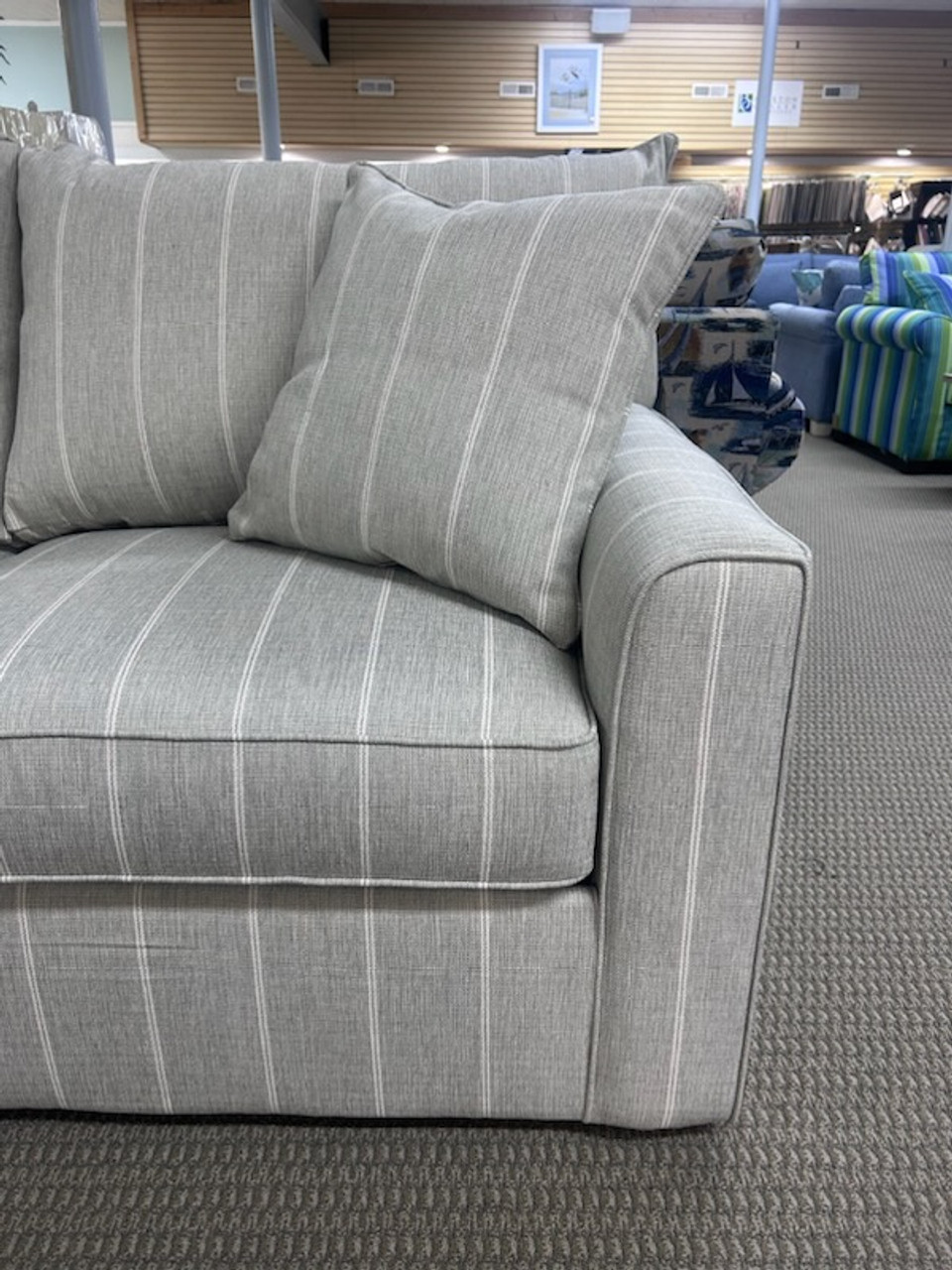 Mckenna Blue Stripe Chair - Manteo Furniture & Appliance