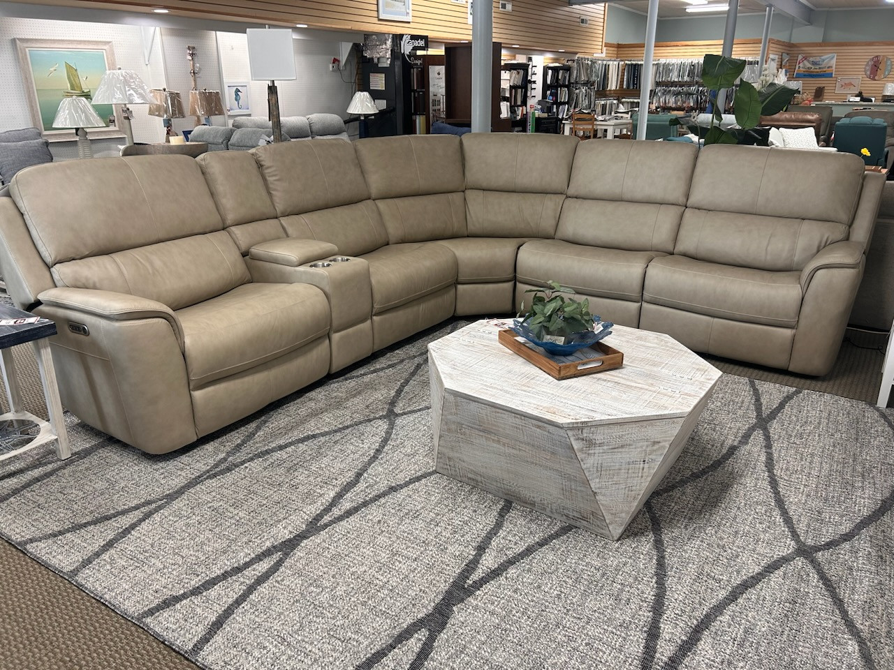 Henry Triple Power Reclining Sectional - Leather - Manteo