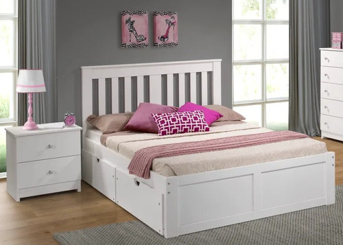 York White Full Platform Bed
