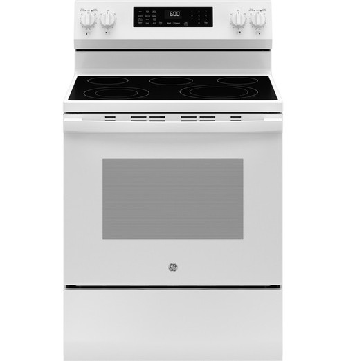 GE® 30" Free-Standing Electric Convection Range with No Preheat Air Fry and EasyWash™ Oven Tray GRF600AVWW