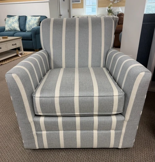 Becks Swivel Chair Light Blue Stripe 