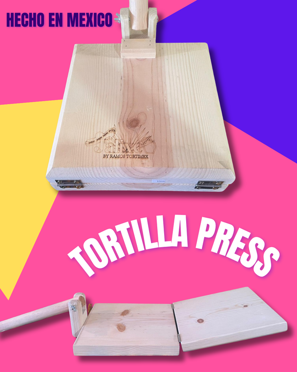 tortilla press, hurachera, hurache, maquina de tortilla, maiz, flour, harina, cocina, restaurante, utensil, cooking, made in mexico, mexico, madera pino , pine wood