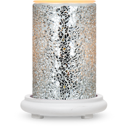 Silver Crackle Simmering Light with Antique White Base