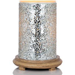 Silver Crackle Simmering Light with Wood Grain Base