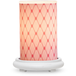 Pink Argyle Simmering Light with Antique White Base