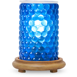 Blue Bubbles Simmering Light with Wood Grain Base