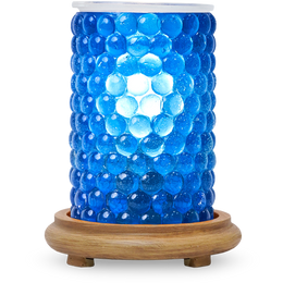 Blue Bubbles Simmering Light with Wood Grain Base