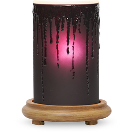 Black Drip Candle Simmering Light with Wood Grain Base