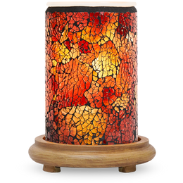 Autumn Ombre Crackle Simmering Light with Wood Grain Base