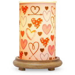 I Heart You Simmering Light with Wood Grain Base