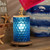 Blue Bubbles Simmering Light with Wood Grain Base
